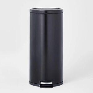 NIB Brightroom Matte Black Round Step Trash Can